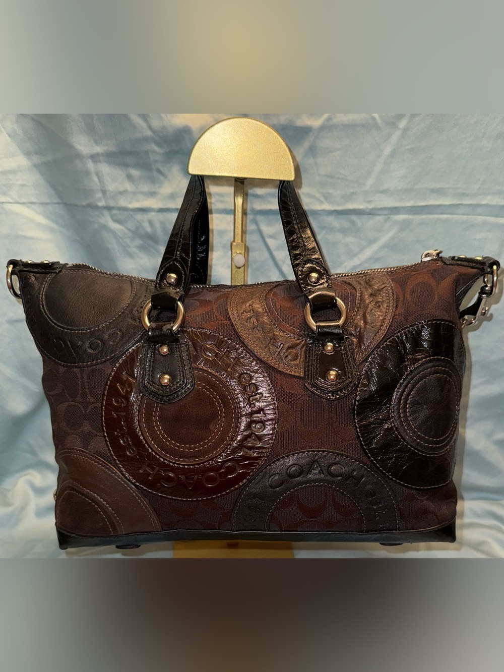 Coach Ashley Patchwork Satchel F15474 Authentic - Picture 3 of 13